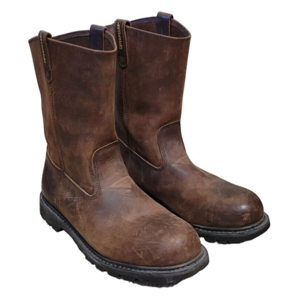 CAT Caterpillar P89516 Mens 12 Revolver‎ Steel Toe Work Leather Brown Boots Shoe